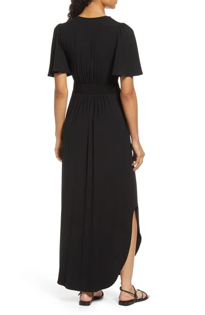 Fraiche By J Flutter Sleeve Jersey Maxi Dress In Black