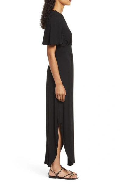 Shop Fraiche By J Flutter Sleeve Jersey Maxi Dress In Black