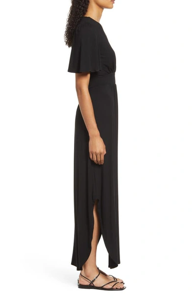 Fraiche By J Flutter Sleeve Jersey Maxi Dress In Black