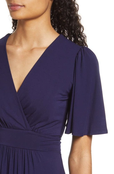 Fraiche By J Flutter Sleeve Jersey Maxi Dress In Navy