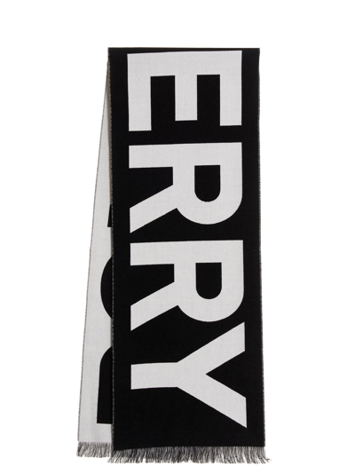 Shop Burberry Logo Scarf In White/black