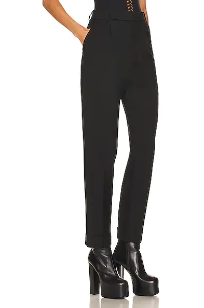 Saint Laurent High Waist Tailored Wool Pants In Noir