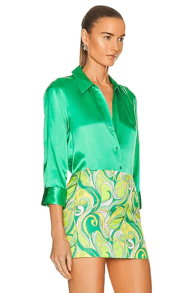 Shop L Agence Dani Quarter Sleeve Blouse In Jade