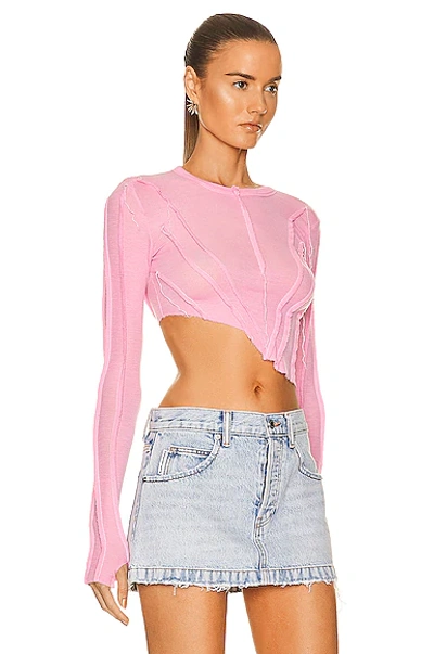 Shop Sami Miro Vintage Asymmetric Long Sleeve Top In Pink