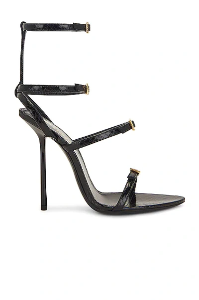 Saint Laurent Nuit Lacquered Ayers Sandals In Nero | ModeSens