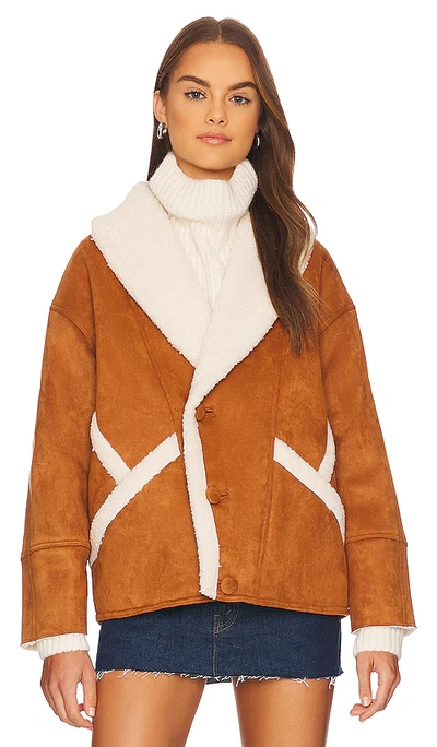 Shop Mother The Brrly Coat In Tan