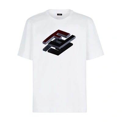 Fendi Logo 3d-effect Crewneck T-shirt in Gray for Men