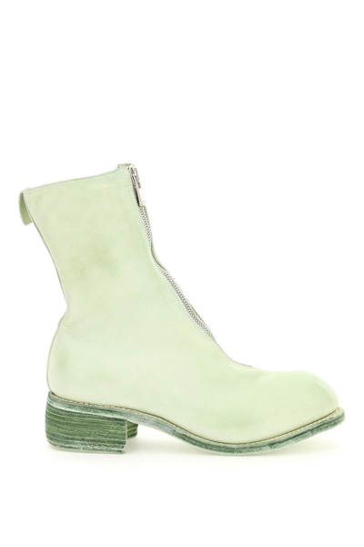 Guidi Front Zip Leather Ankle Boots In Green