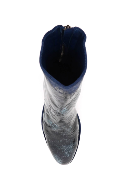 Shop Guidi Glittered Boots In Blue