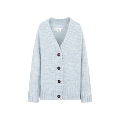 Shop Maison Margiela Wool Cardigan Sweater In Blue