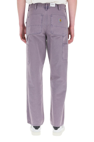 Shop Carhartt Wip Single Knee Trousers In Dearborn Canvas In Purple