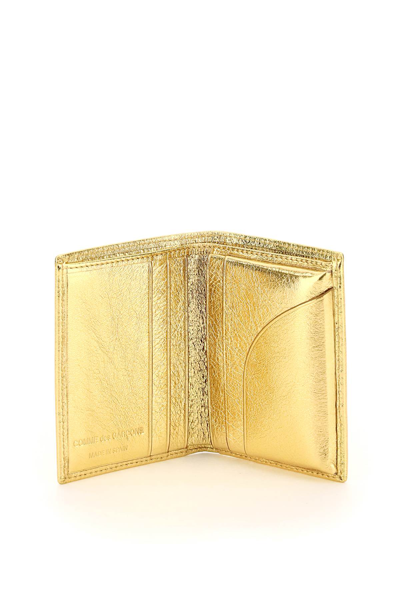 Shop Comme Des Garçons Comme Des Garcons Wallet Laminated Leather Small Bi-fold Wallet In Gold