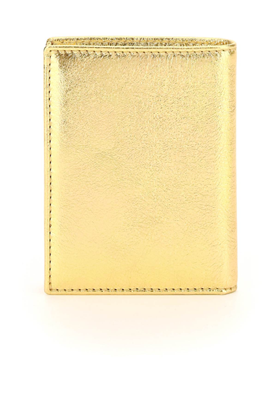 Shop Comme Des Garçons Comme Des Garcons Wallet Laminated Leather Small Bi-fold Wallet In Gold