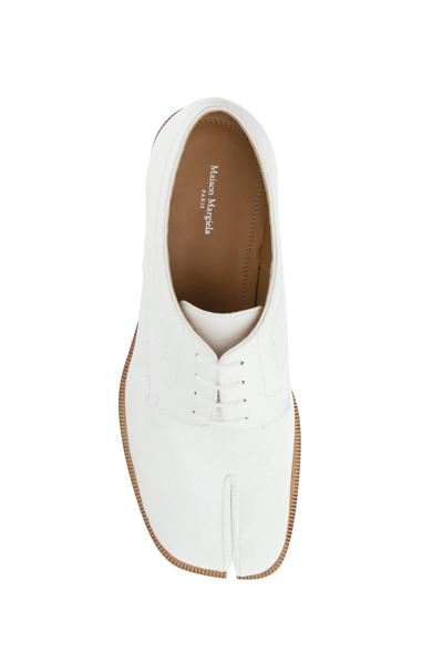 Shop Maison Margiela Paper Effect Tabi Lace-up Shoes In White