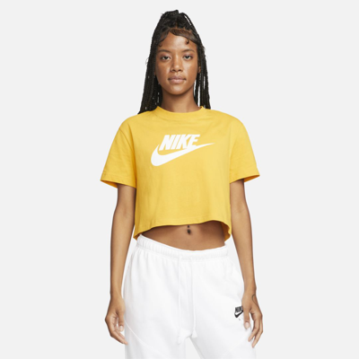 Shop Nike Women's  Sportswear Essential Cropped Logo T-shirt In Yellow