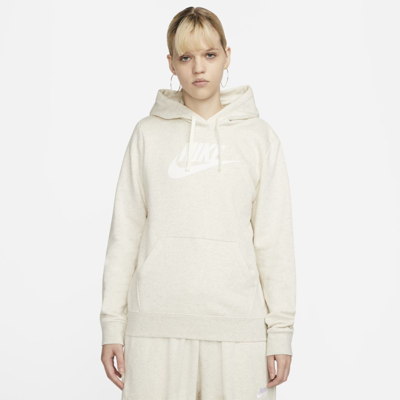 Shop Nike Women's  Sportswear Club Fleece Logo Pullover Hoodie In Brown