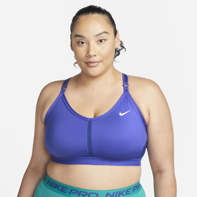 Nike Women's Indy Light-support Padded V-neck Sports Bra (plus Size) In  Blue