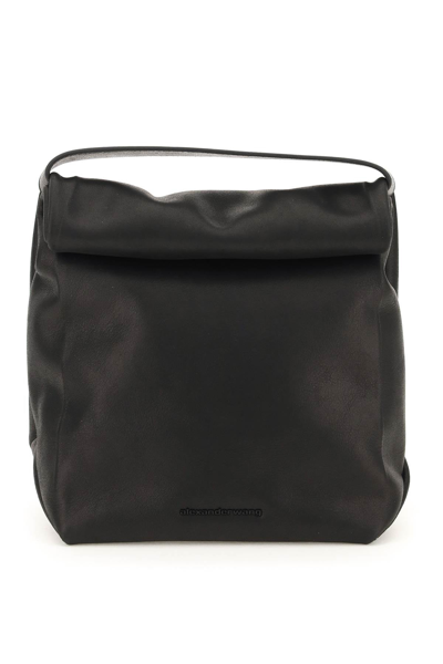 Shop Alexander Wang Waxed Leather Small 'lunch Bag' In Black