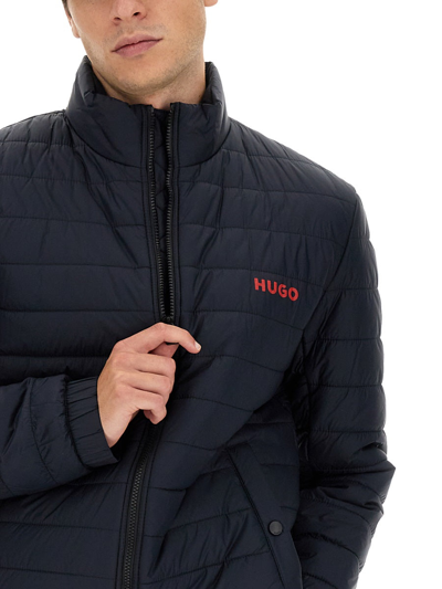 Shop Hugo Logo Print Jacket In Blue