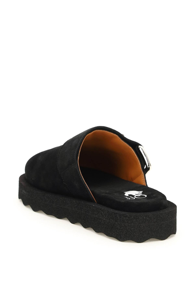 Shop Off-white Suede Leather Sponge Clogs In Black
