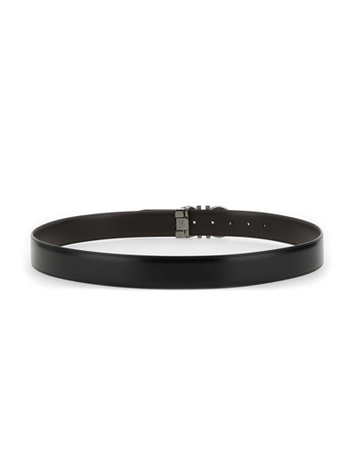 Shop Ferragamo Reversible Belt Hooks In Black