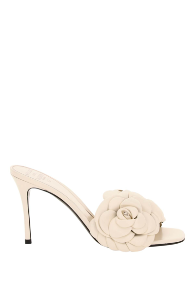 Shop Valentino Garavani Atelier Shoes 03 Rose Edition Leather Mules In White