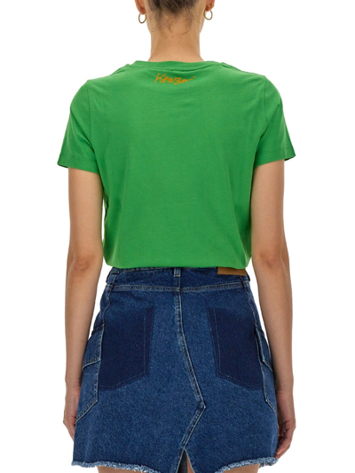 Shop Kenzo "poppy" T-shirt In Green