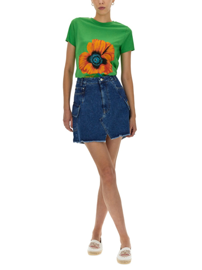 Shop Kenzo "poppy" T-shirt In Green