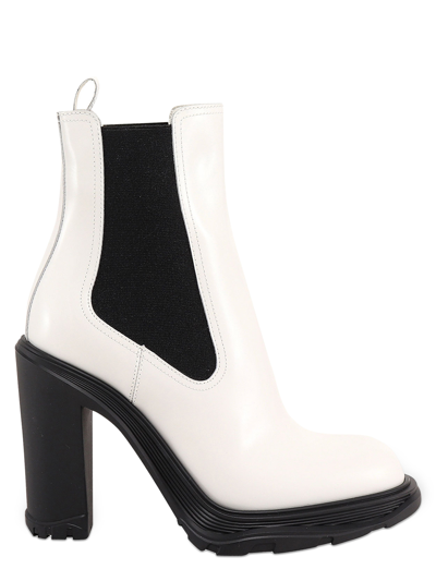 Shop Alexander Mcqueen Chelsea Tread Leather Ankle Boots In White