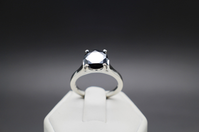 Pre-owned Black Diamond 3.14cts 8.59mm Real  Treatedengagement Size 7 Ring $1770 Value.. In Fancy Black