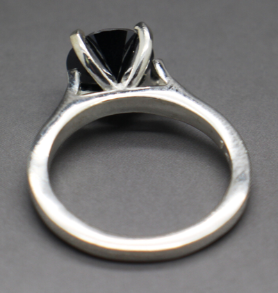 Pre-owned Black Diamond 3.14cts 8.59mm Real  Treatedengagement Size 7 Ring $1770 Value.. In Fancy Black