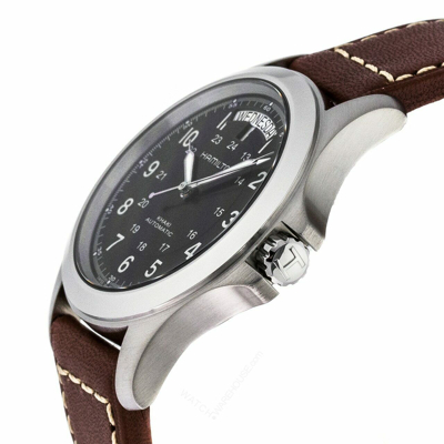 Pre-owned Hamilton Khaki Field King Open Case Brn Leather Men's Watch H64455533