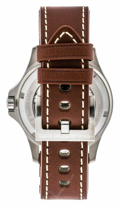 Pre-owned Hamilton Khaki Field King Open Case Brn Leather Men's Watch H64455533