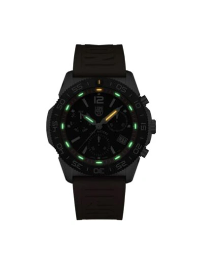 Pre-owned Luminox Pacific Diver Xs.3149 Chrono 44mm Orange Rubber Steel Quartz Men's Watch