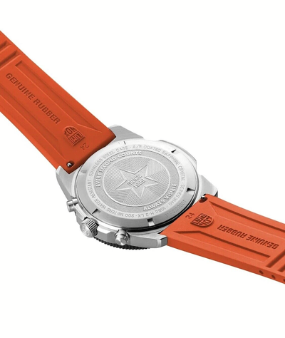 Pre-owned Luminox Pacific Diver Xs.3149 Chrono 44mm Orange Rubber Steel Quartz Men's Watch