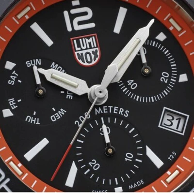 Pre-owned Luminox Pacific Diver Xs.3149 Chrono 44mm Orange Rubber Steel Quartz Men's Watch