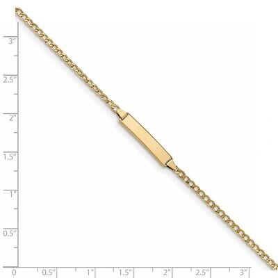 Pre-owned Skyjewelers Real 14kt Yellow Gold Semi-solid Polished Cuban Id Chain Bracelet; 5.5 Inch