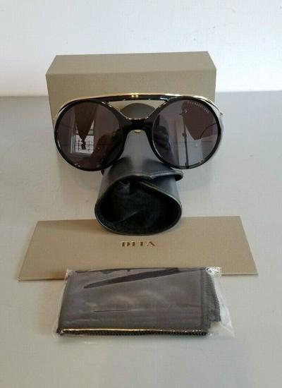 Pre-owned Dita Nacht One Round Sunglasses Dts108-56-01 Black/ Gold Sunglasses (nwb ) In Gray