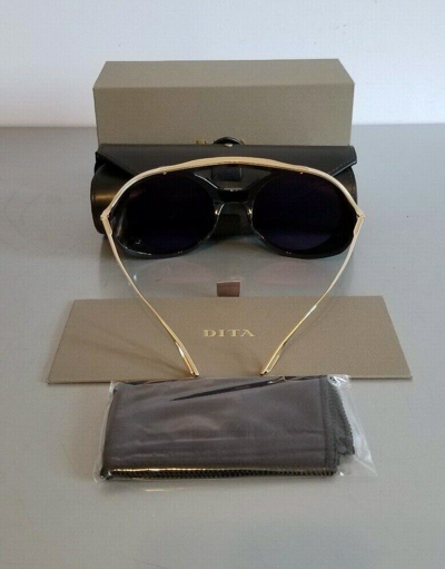 Pre-owned Dita Nacht One Round Sunglasses Dts108-56-01 Black/ Gold Sunglasses (nwb ) In Gray