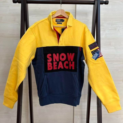 Pre-owned Snow Beach Rugby Shirts Pullover Hoodie Sweatshirt Size M In  Yellow