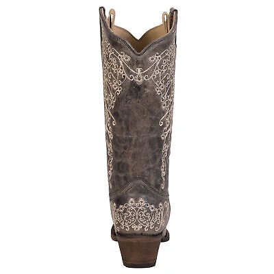 Pre-owned Corral Boots Corral Ladies Embroidery Brown Cowhide Leather Cowgirl Boots