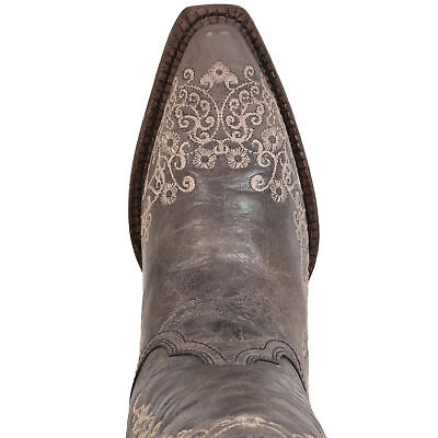 Pre-owned Corral Boots Corral Ladies Embroidery Brown Cowhide Leather Cowgirl Boots