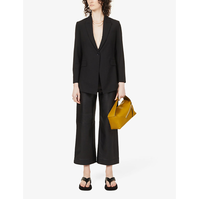 Theory Etiennette Single-breasted Relaxed-fit Wool-blend Jacket In Black