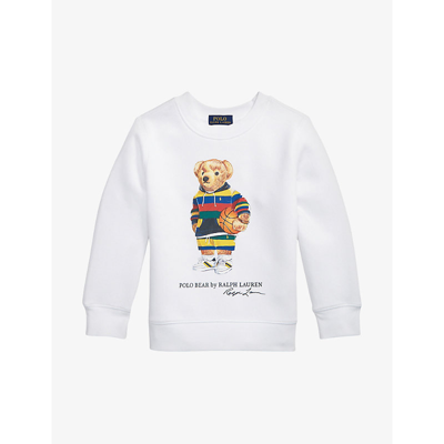 Shop Ralph Lauren Polo Bear Logo-print Cotton-blend Sweatshirt 5-7 Years In White