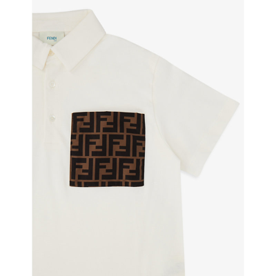 Shop Fendi Logo-print Pocket Cotton-jersey Polo-shirt 4 - 14 Years In White