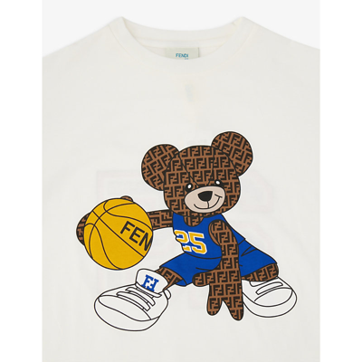 Shop Fendi Basketball Teddy-print Cotton-jersey T-shirt 4 - 14 Years In White