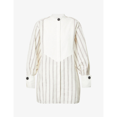 Shop By Malene Birger Aglaja Striped Linen-blend Shirt In Cream Snow