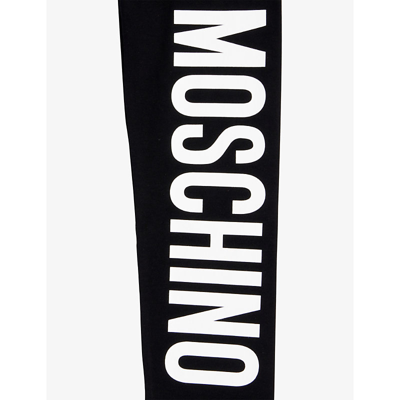 Shop Moschino Logo-print Stretch-cotton Jersey Leggings 4-14 Years In Black