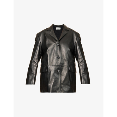 Shop Magda Butrym Single-breasted Panelled Leather Jacket In Black
