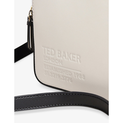 Shop Ted Baker Darcelo Logo-embossed Leather Cross-body Bag In White